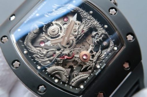 Replica Richard Mille RM057 Dragon Phoenix PVD SS Case Dragon Dial Black Rubber Strap - Image 2