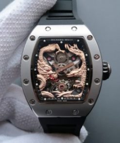 Replica Richard Mille RM057 Dragon Phoenix SS Case RG Dragon Dial Black Rubber Strap