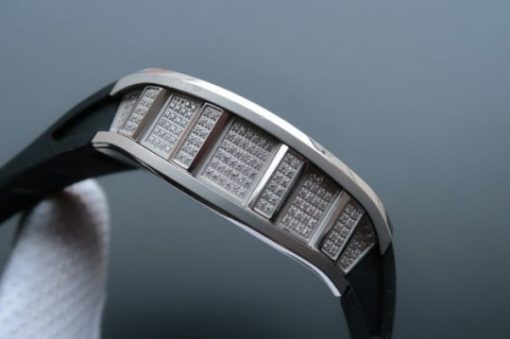 Replica Richard Mille RM057 Dragon Phoenix SS Case Diamonds Bezel Silver Dial Black Rubber Strap - Image 4