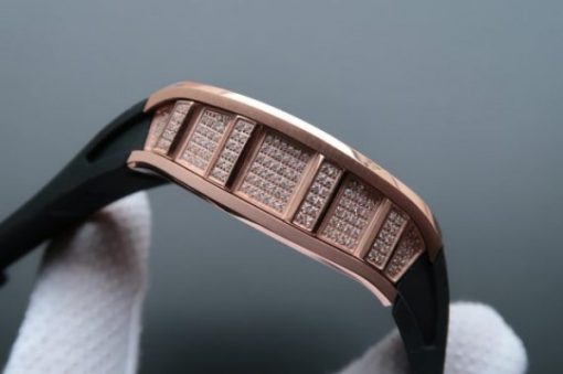 Replica Richard Mille RM057 Dragon Phoenix RG Case Diamonds Bezel RG Dial Black Rubber Strap - Image 4