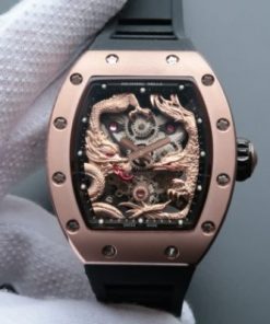 Replica Richard Mille RM057 Dragon Phoenix RG Case RG Dragon Dial Black Rubber Strap