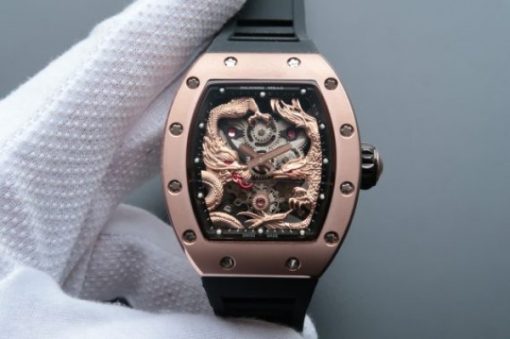 Replica Richard Mille RM057 Dragon Phoenix RG Case RG Dragon Dial Black Rubber Strap