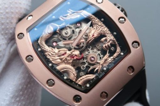 Replica Richard Mille RM057 Dragon Phoenix RG Case RG Dragon Dial Black Rubber Strap - Image 2