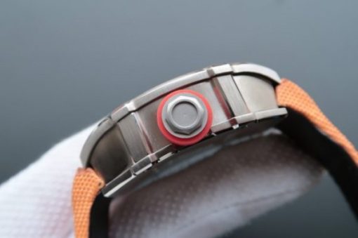 Replica Richard Mille RM027 SS Skeleton Dial Black Inner Bezel Orange Nylon Strap 6T51 - Image 3