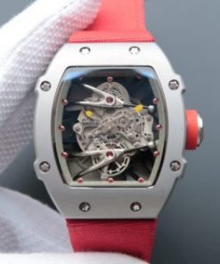 Replica Richard Mille RM027 SS Skeleton Dial Gray Inner Bezel Red Nylon Strap 6T51