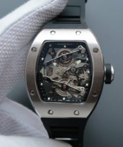 Replica Richard Mille RM038 SS Black Inner Bezel Skeleton Dial Black Rubber Strap Jap Quartz