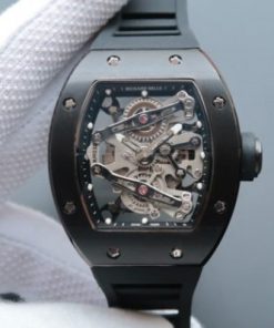 Replica Richard Mille RM038 PVD Black Inner Bezel Skeleton Dial Black Rubber Strap Jap Quartz