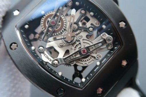 Replica Richard Mille RM038 PVD Black Inner Bezel Skeleton Dial Black Rubber Strap Jap Quartz - Image 3