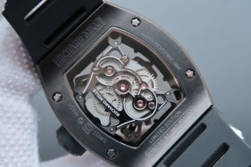 Replica Richard Mille RM038 PVD Black Inner Bezel Skeleton Dial Black Rubber Strap Jap Quartz - Image 6