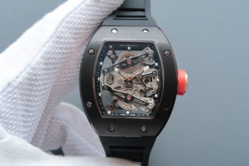 Replica Richard Mille RM038 RG Black Inner Bezel Skeleton Dial Black Rubber Strap Jap Quartz