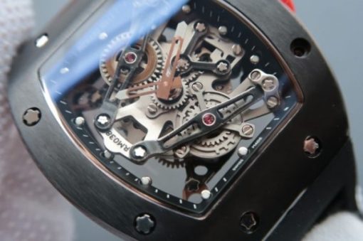 Replica Richard Mille RM038 RG Black Inner Bezel Skeleton Dial Black Rubber Strap Jap Quartz - Image 3