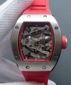 Replica Richard Mille RM038 SS Red Inner Bezel Skeleton Dial Red Rubber Strap Jap Quartz