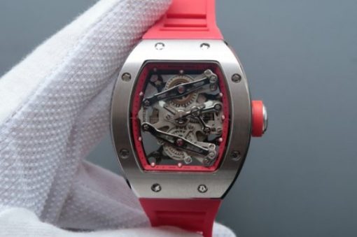 Replica Richard Mille RM038 SS Red Inner Bezel Skeleton Dial Red Rubber Strap Jap Quartz