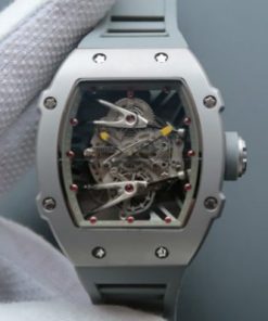Replica Richard Mille RM027 SS Skeleton Dial Gray Inner Bezel Gray Rubber Strap 6T51