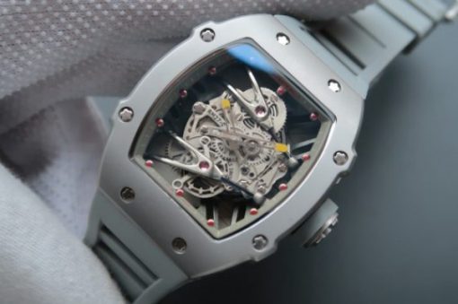 Replica Richard Mille RM027 SS Skeleton Dial Gray Inner Bezel Gray Rubber Strap 6T51 - Image 2