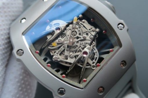 Replica Richard Mille RM027 SS Skeleton Dial Gray Inner Bezel Gray Rubber Strap 6T51 - Image 3