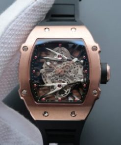 Replica Richard Mille RM027 RG Skeleton Dial Black Rubber Strap 6T51