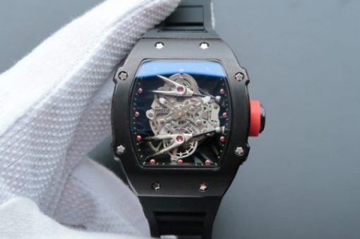 Replica Richard Mille RM027 PVD Skeleton Dial Black Rubber Strap 6T51