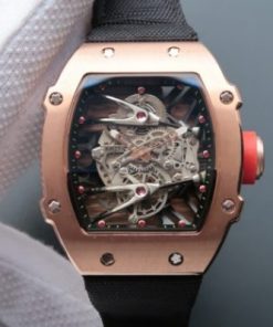 Replica Richard Mille RM027 RG Skeleton Dial Black Nylon Strap 6T51