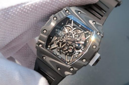Replica Richard Mille RM035 Rafael Nadal Forge Carbon Titanium Case KVF Skeleton Dial White Rubber Strap MIYOTA8215 - Image 2