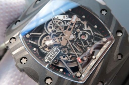 Replica Richard Mille RM035 Rafael Nadal Forge Carbon Titanium Case KVF Skeleton Dial White Rubber Strap MIYOTA8215 - Image 3