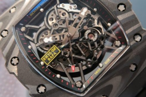 Replica Richard Mille RM035 Rafael Nadal Forge Carbon Titanium Case KVF Skeleton Dial Red Black Rubber Strap MIYOTA8215 - Image 3