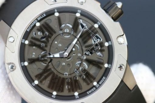 Replica Richard Mille RM033 Titanium SF Roman Markers Dial Black Rubber Strap Micro-Rotor Movement - Image 3
