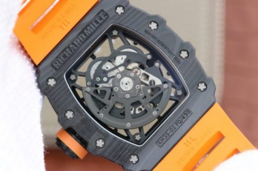 Replica Richard Mille RM035-02 Rafael Nadal FC Titanium Case KVF Skeleton Dial Orange Rubber Strap MIYOTA8215 - Image 7
