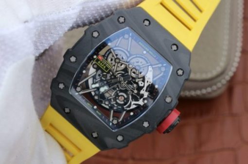 Replica Richard Mille RM035-02 Rafael Nadal FC Titanium Case KVF Skeleton Dial Red Yellow Rubber Strap MIYOTA8215 - Image 2