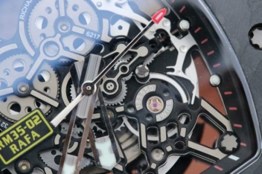 Replica Richard Mille RM035-02 Rafael Nadal FC Titanium Case KVF Skeleton Dial Red Yellow Rubber Strap MIYOTA8215 - Image 4