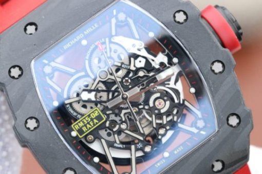 Replica Richard Mille RM035-02 Rafael Nadal FC Titanium Case KVF Skeleton Dial Red Rubber Strap MIYOTA8215 - Image 4