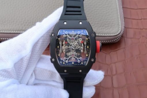 Replica Richard Mille RM027 PVD Skeleton Dial Black Rubber Strap 6T51