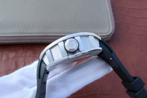 Replica Richard Mille RM069 SS Fake Tourbillon Skeleton Dial Black Rubber Strap A23J - Image 4