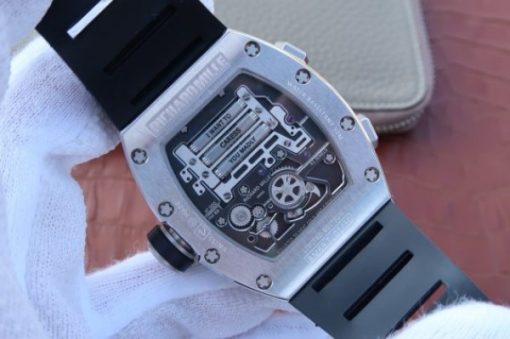 Replica Richard Mille RM069 SS Fake Tourbillon Skeleton Dial Black Rubber Strap A23J - Image 6
