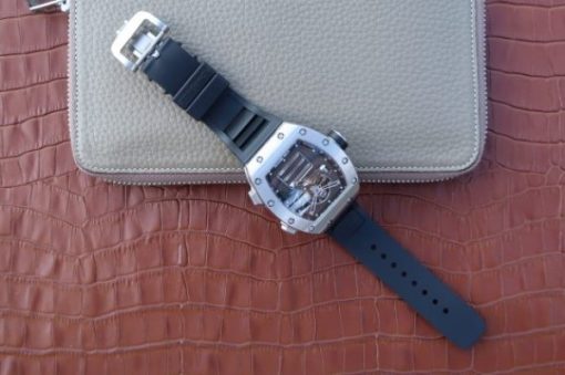 Replica Richard Mille RM069 SS Fake Tourbillon Skeleton Dial Black Rubber Strap A23J - Image 8