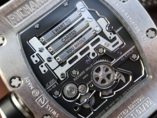 Replica Richard Mille RM069 SS Fake Tourbillon Skeleton Dial Black Rubber Strap A23J - Image 11