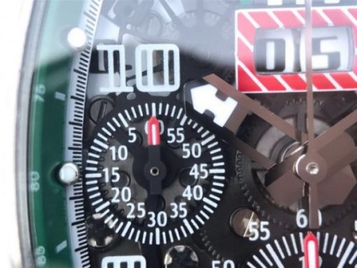 Replica Richard Mille RM011 White Ceramic Felipe Massa Green Inner Bezel White Rubber Strap A7750 - Image 5