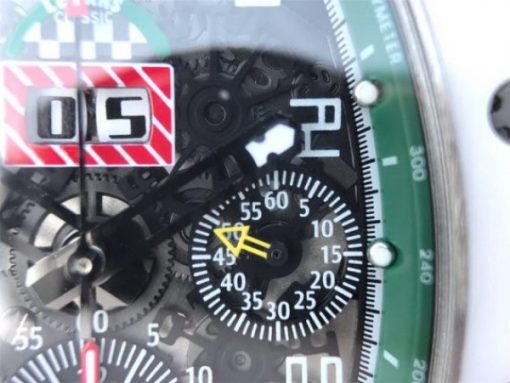 Replica Richard Mille RM011 White Ceramic Felipe Massa Green Inner Bezel White Rubber Strap A7750 - Image 6