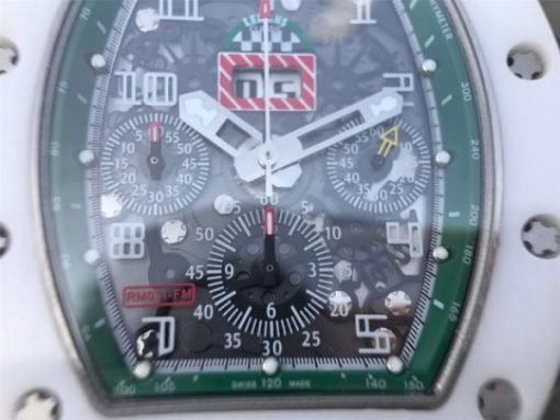 Replica Richard Mille RM011 White Ceramic Felipe Massa Green Inner Bezel White Rubber Strap A7750 - Image 8