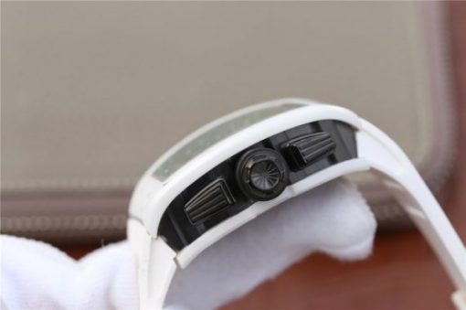 Replica Richard Mille RM011 White Ceramic Felipe Massa Green Inner Bezel White Rubber Strap A7750 - Image 10
