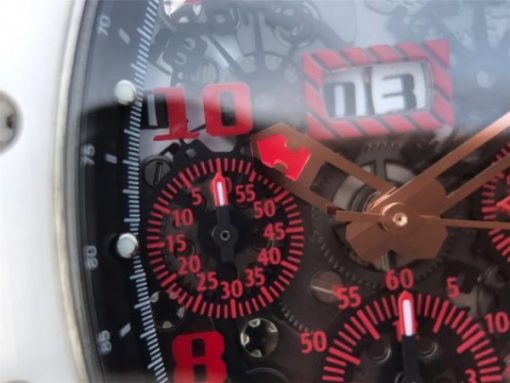 Replica Richard Mille RM011 RG White Ceramic Felipe Massa Black Inner Bezel White Rubber Strap A7750 - Image 7