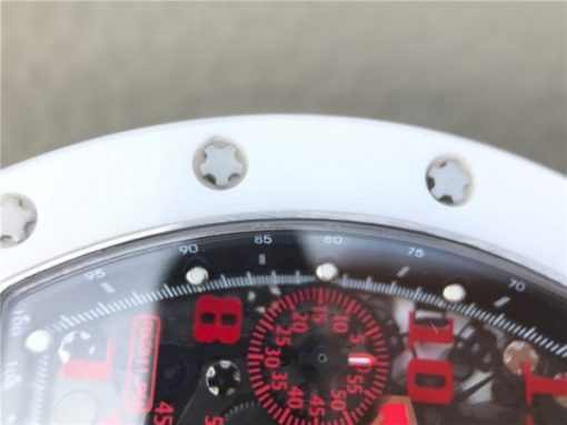 Replica Richard Mille RM011 RG White Ceramic Felipe Massa Black Inner Bezel White Rubber Strap A7750 - Image 8