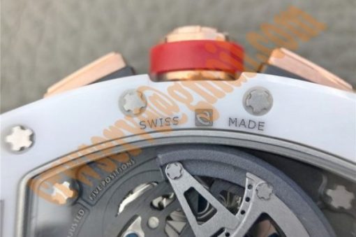Replica Richard Mille RM011 RG White Ceramic Felipe Massa Black Inner Bezel White Rubber Strap A7750 - Image 19