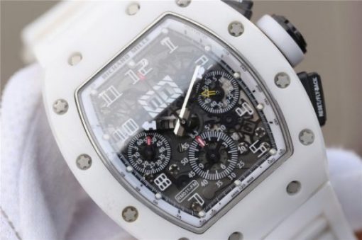 Replica Richard Mille RM011 White Ceramic Felipe Massa White Inner Bezel White Rubber Strap A7750 - Image 3