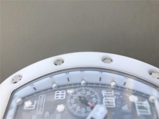 Replica Richard Mille RM011 White Ceramic Felipe Massa White Inner Bezel White Rubber Strap A7750 - Image 7