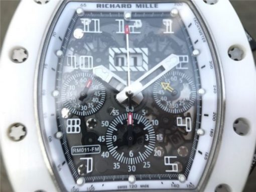 Replica Richard Mille RM011 White Ceramic Felipe Massa White Inner Bezel White Rubber Strap A7750 - Image 8