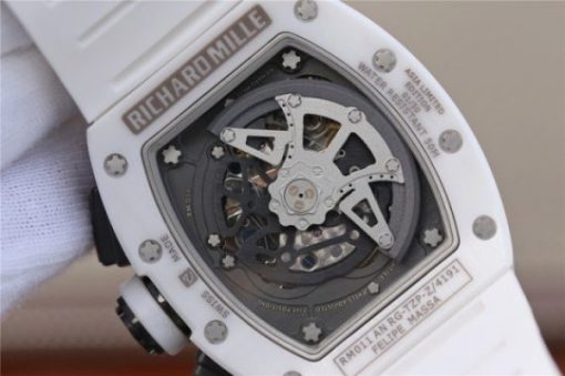 Replica Richard Mille RM011 White Ceramic Felipe Massa White Inner Bezel White Rubber Strap A7750 - Image 13