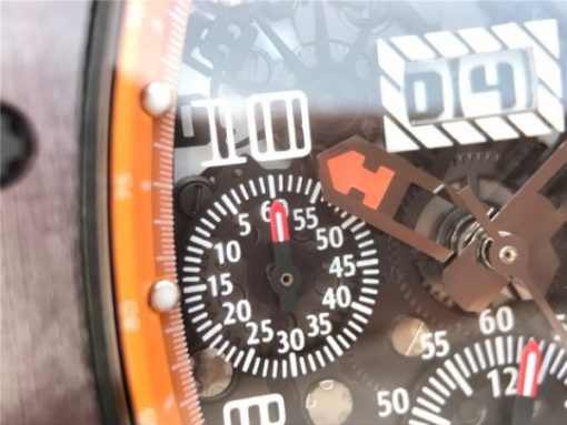 Replica Richard Mille RM011 Felipe Massa RG Chrono Brown Skeleton Dial Orange Rubber Strap A7750 - Image 5