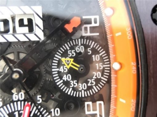 Replica Richard Mille RM011 Felipe Massa RG Chrono Brown Skeleton Dial Orange Rubber Strap A7750 - Image 7