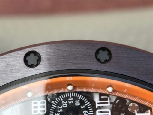 Replica Richard Mille RM011 Felipe Massa RG Chrono Brown Skeleton Dial Orange Rubber Strap A7750 - Image 8